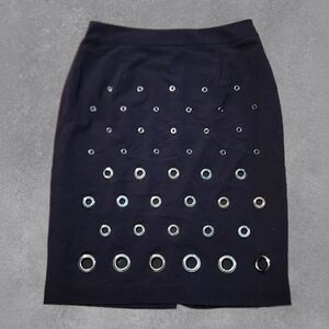 Worthington Black Silver Grommet Pencil Skirt Size 8